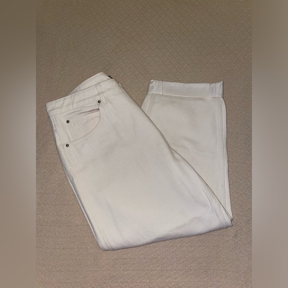 Massimo Dutti Creme White Straight Leg Jeans Size 12 - Picture 1 of 8
